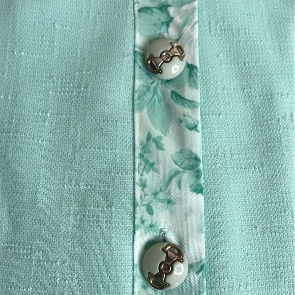 Vintage Pablo Collection Two Piece Skirt Jacket Top Mint Green Floral Women 12 - Picture 4 of 16